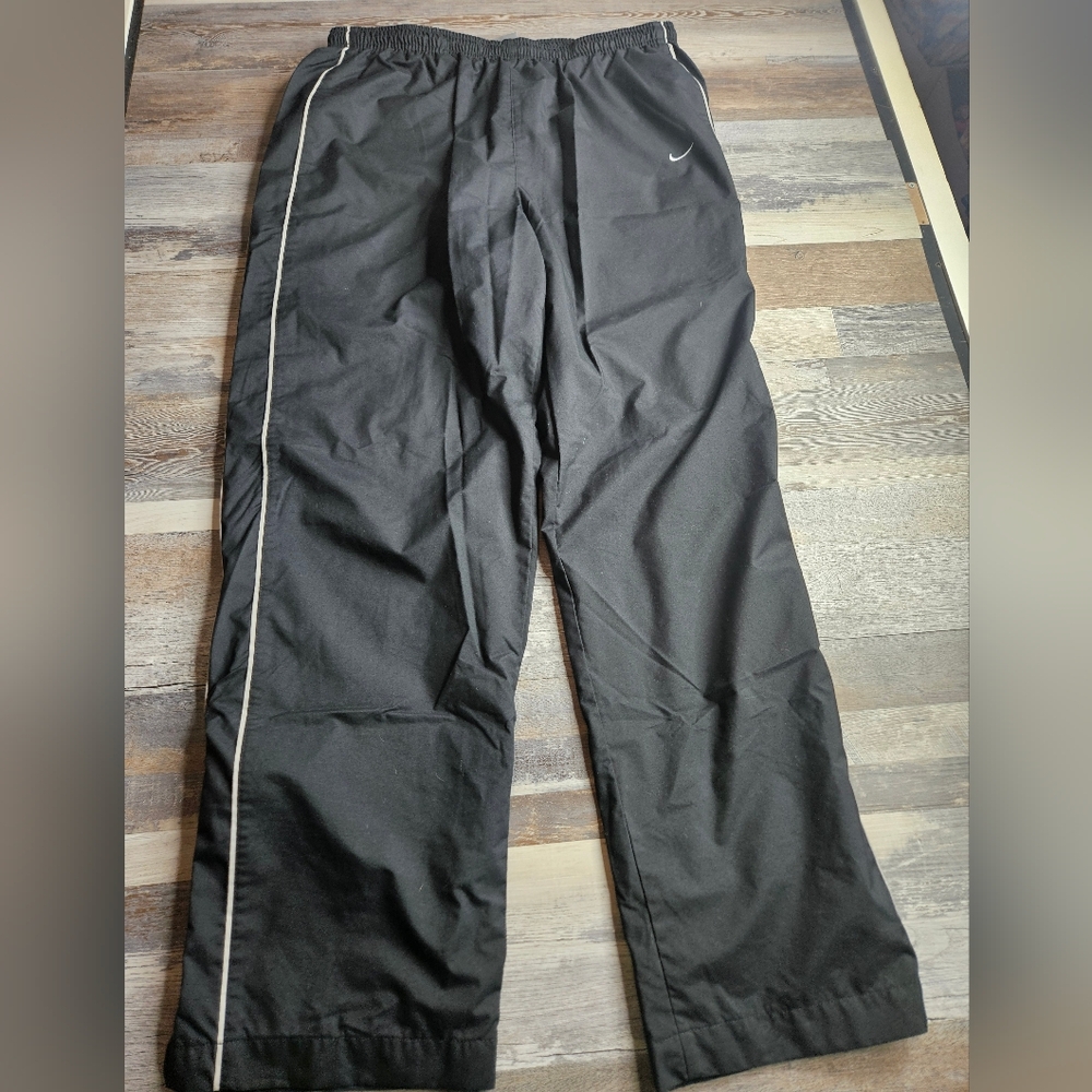 Nike Men's Track Pants Black With White Trim XL Ankle Zipper